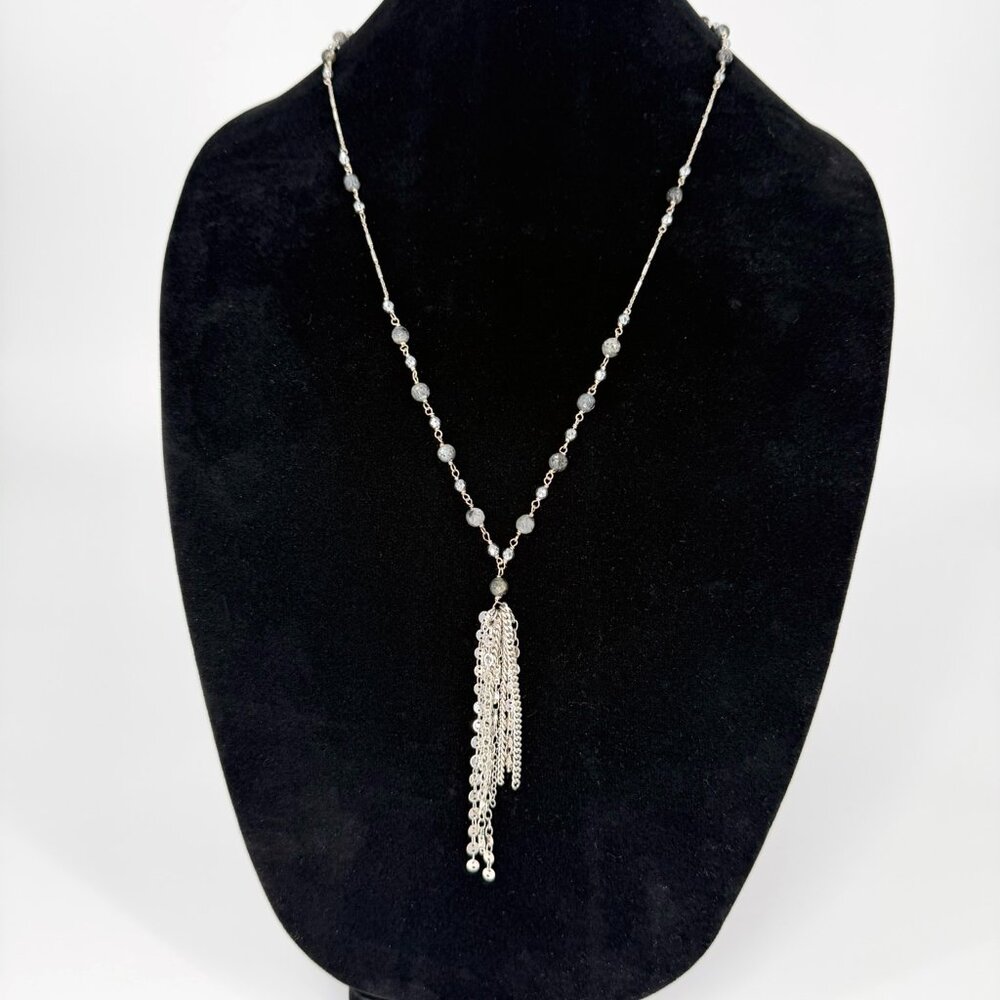 Tallulah Necklace – Silver Tassel Necklace | 36” Long | A. Marie Jewelry